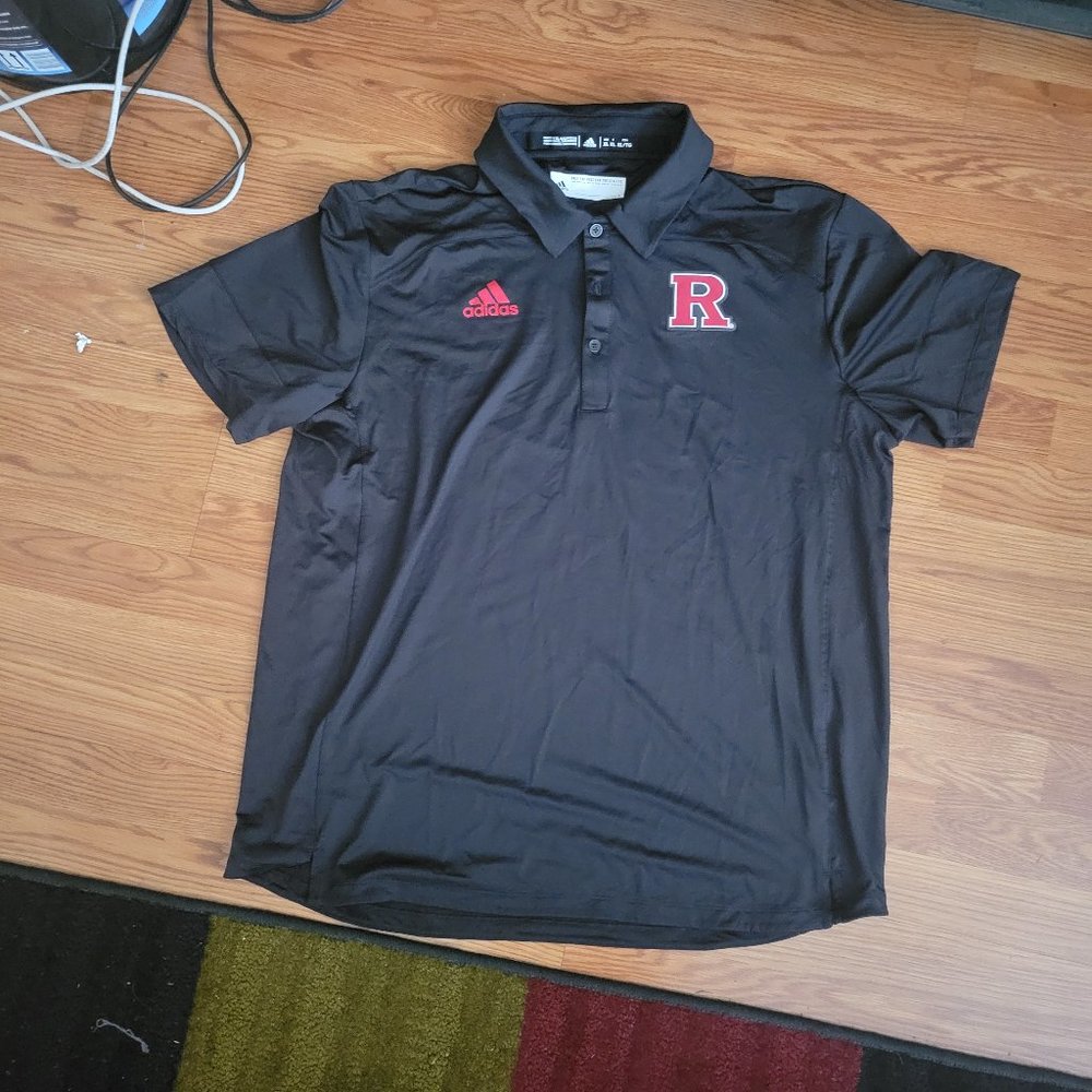 Rutgers Scarlet Knights Adidas Tech Polo Football Coach Shirt Black GE1748 XL 2X - Picture 2 of 8
